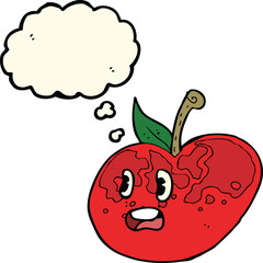 cartoon apple with thought bubble