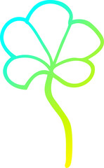 cold gradient line drawing of a cartoon leaf