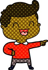 cartoon happy man pointing
