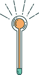 illustration of a traditional tattoo style glass thermometer