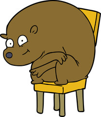 cartoon bear sitting on chari