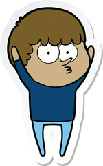 sticker of a cartoon curious boy