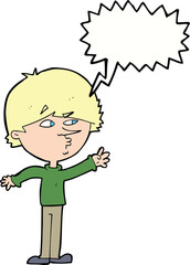 cartoon worried man reaching with speech bubble