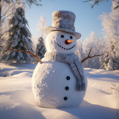Obraz premium snowman in the forest