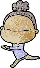 cartoon peaceful old woman