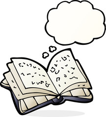 cartoon open book with thought bubble
