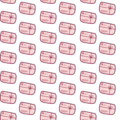 Seamless pink pattern with a postal package and a love message