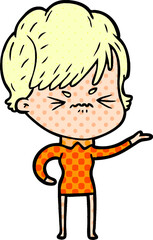cartoon frustrated woman