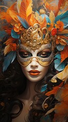 Portrait of a woman in a carnaval mask