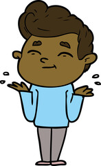 happy cartoon man shrugging