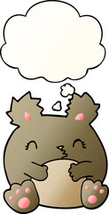 cartoon bear with thought bubble in smooth gradient style