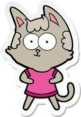sticker of a happy cartoon cat