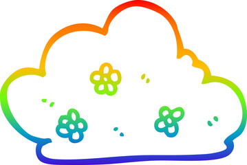 rainbow gradient line drawing of a cartoon hedge