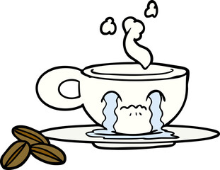 cartoon crying espresso mug