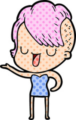 cute cartoon girl with hipster haircut