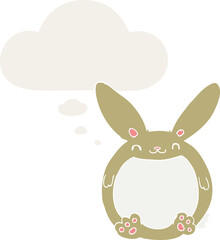 cartoon rabbit with thought bubble in retro style