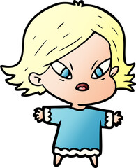 cartoon stressed woman