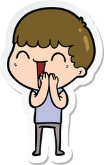 sticker of a cartoon happy man