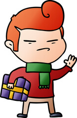 cartoon cool guy with fashion hair cut