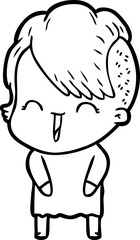 cartoon happy hipster girl