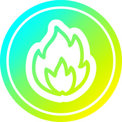 simple flame circular icon with cool gradient finish