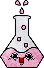 retro grunge texture cartoon of a science beaker