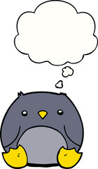 cartoon penguin with thought bubble