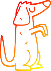 warm gradient line drawing of a cartoon dog
