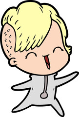 happy cartoon hipster girl