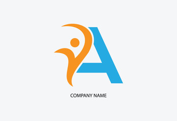 Letter A People Logo Design Template Inspiration, Vector Illustration.