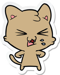 sticker of a cartoon hissing cat