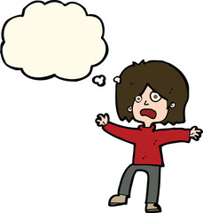 cartoon scared person with thought bubble