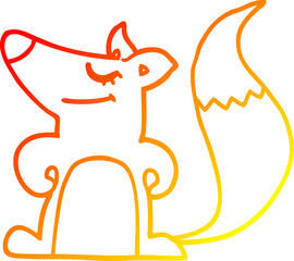 warm gradient line drawing of a cartoon fox
