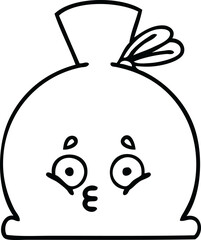 line drawing cartoon of a sack