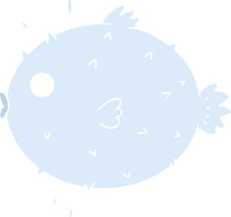 flat color style cartoon puffer fish