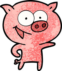 cheerful pig cartoon