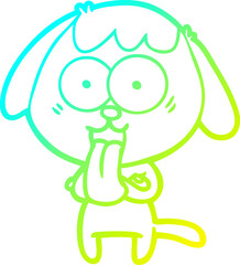 cold gradient line drawing of a cute cartoon dog