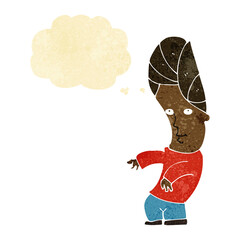 cartoon man with no worries with thought bubble