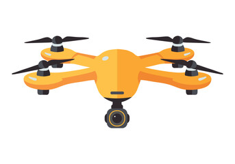Vector illustration of quadcopter aerial drone with camera for photography, video surveillance or delivery isolated on white background in cartoon style
