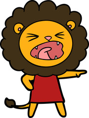 cartoon angry lion in dress