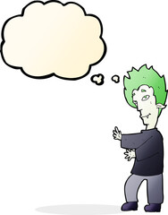 cartoon vampire with thought bubble