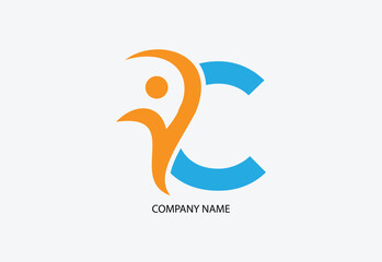 Letter C People Logo Design Template Inspiration, Vector Illustration.