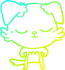 cold gradient line drawing of a cute cartoon dog