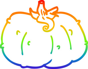 rainbow gradient line drawing of a cartoon pumpkin