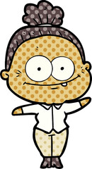 cartoon happy old woman