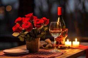 Naklejka na ściany i meble valentine day romantic dinner assortment 