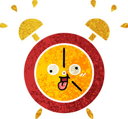 retro illustration style cartoon of a alarm clock