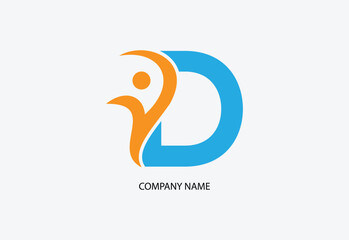 Letter D People Logo Design Template Inspiration, Vector Illustration.