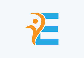Letter E People Logo Design Template Inspiration, Vector Illustration.
