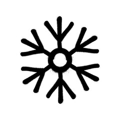 Sprayed snowflakes with overspray in black over white. Vector illustration.